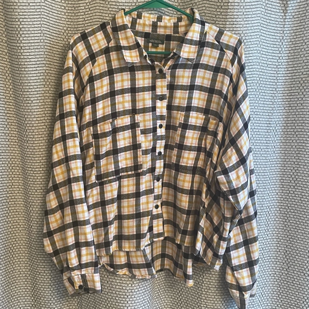 Wild Fable Plaid Cropped Flannel
